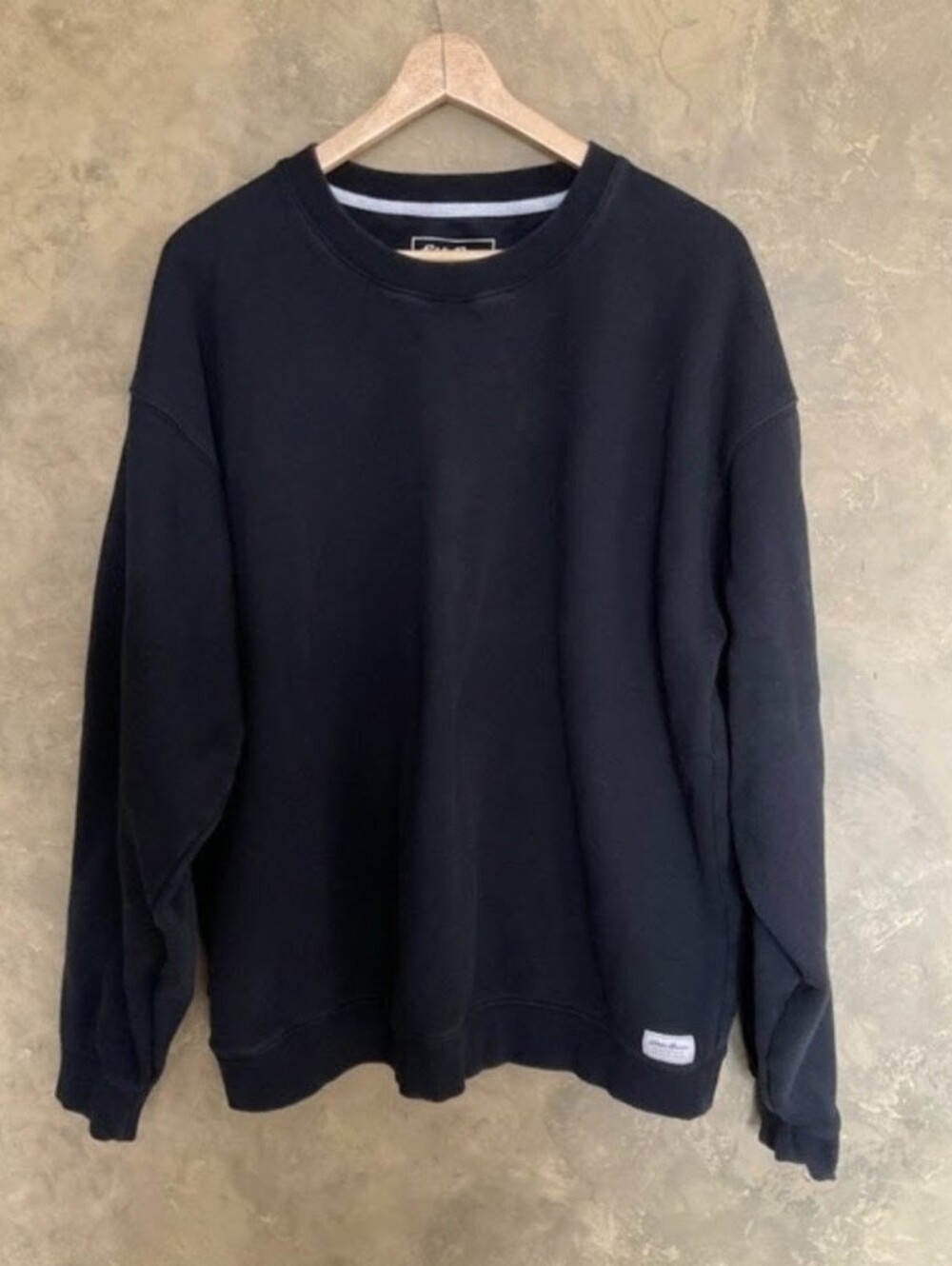 Eddie Bauer Signature Fleece Crew Sweatshirt Black Cotton Blend XL Tall